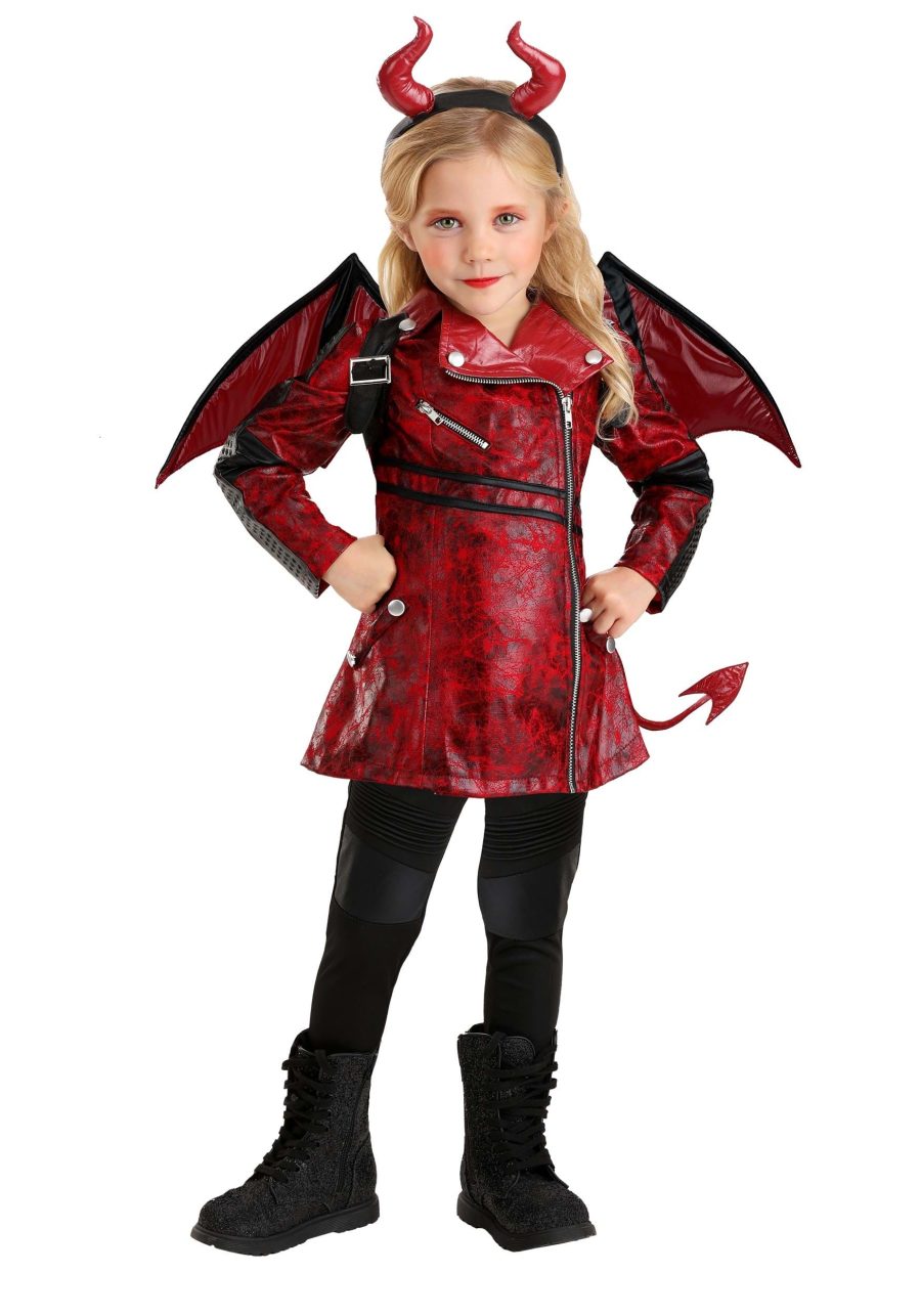 Girl's Toddler Leather Devil Costume