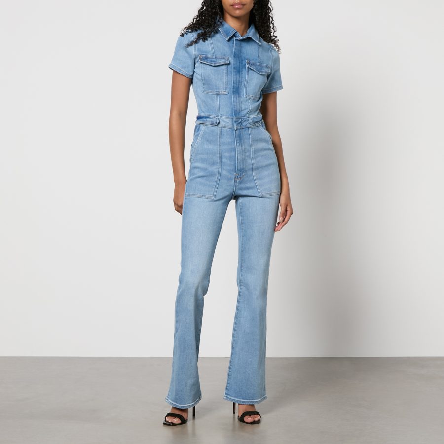 Good American Fit For Success Bootcut Denim Jumpsuit - M