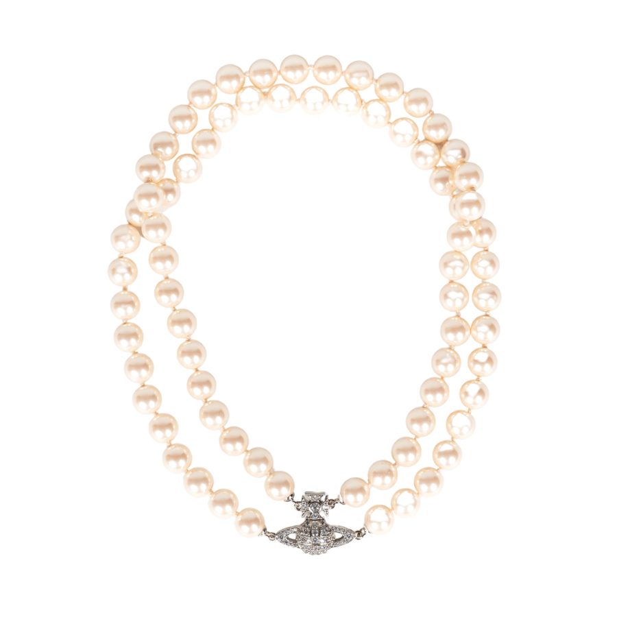 Graziella Pearl Choker in Platinum/Pink