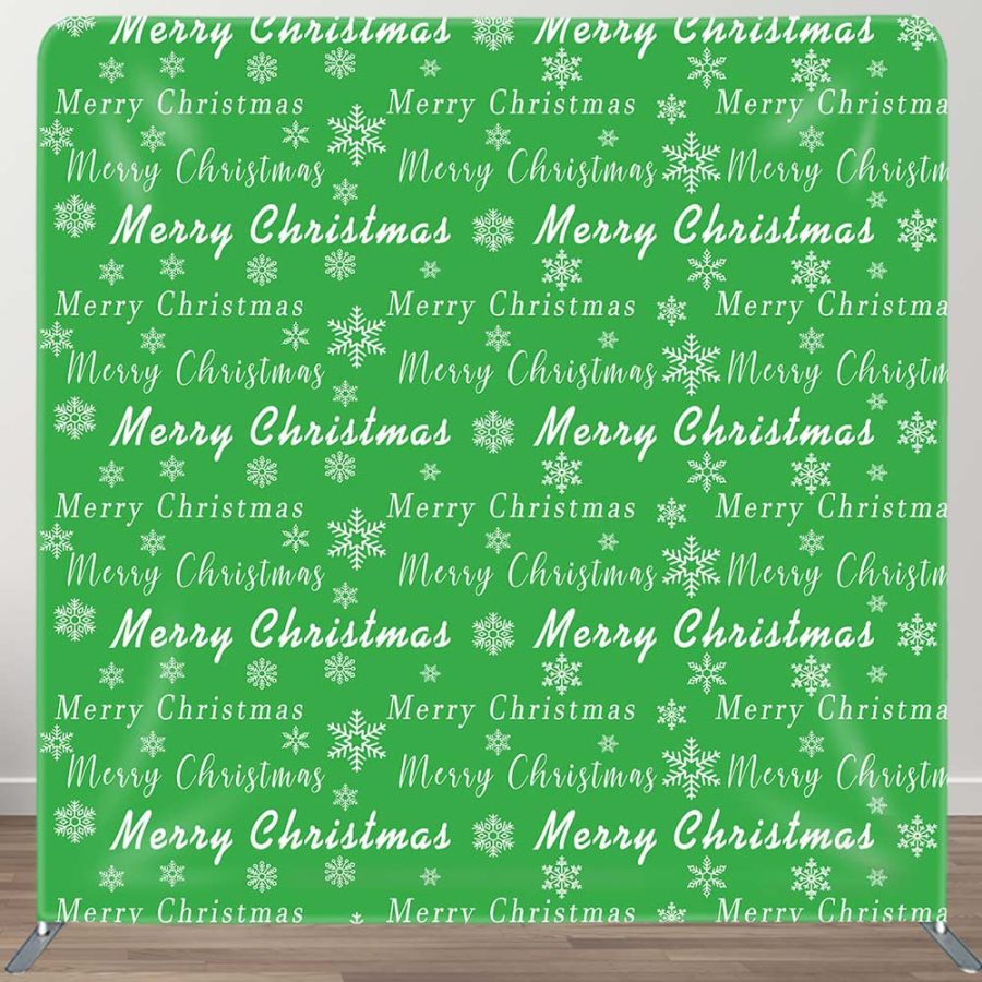 Green Merry Christmas Snowflake Pillow Case Backdrop - Aperturee