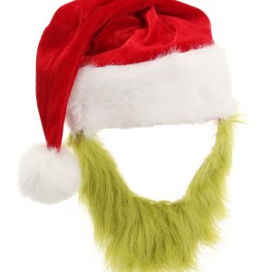 Grinch Costume Hat with Fur Beard