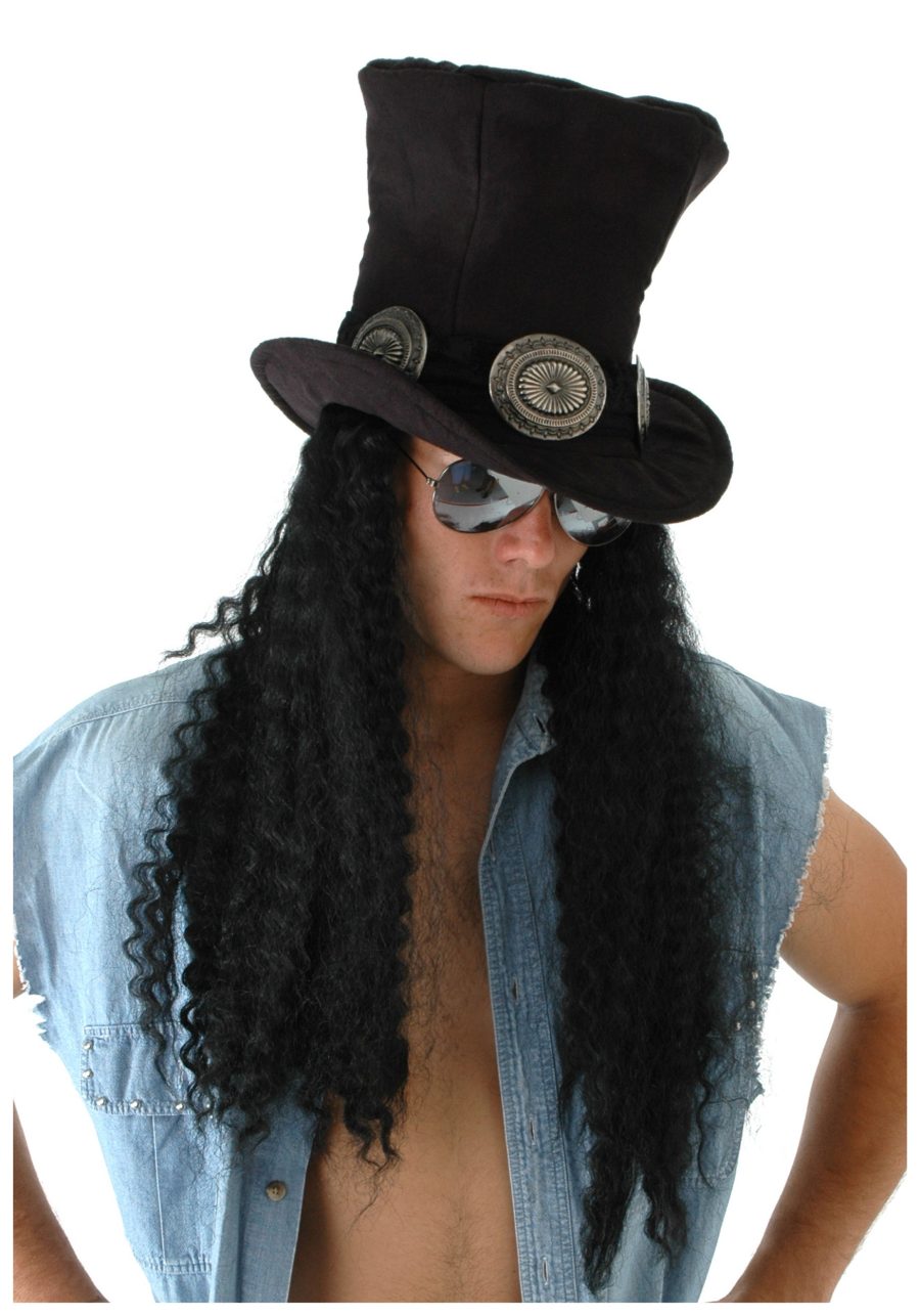 Guitarist Superstar Costume Hat with Hair