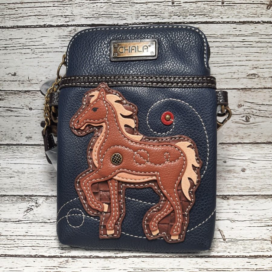 HORSE WESTERN CELL PHONE CROSSBODY PURSE NAVY CHALA