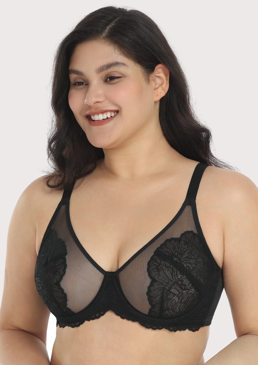 HSIA Blossom Matching Bra and Panties: Beautiful Everyday bra - Black / 34 / C