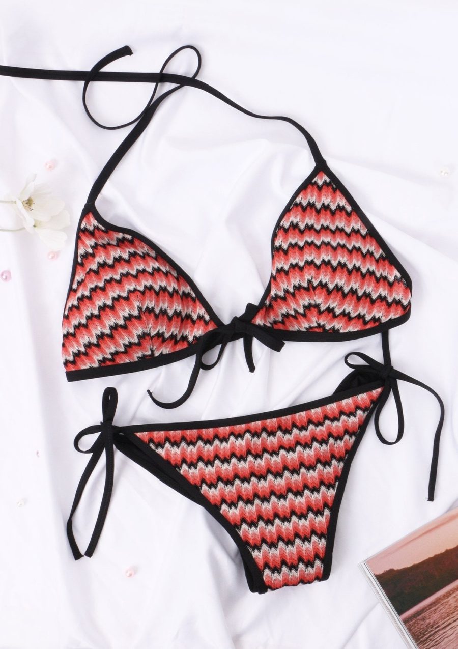 HSIA Halter Tie-Side Two-Piece Bikini Bathing Suit - XS / Red