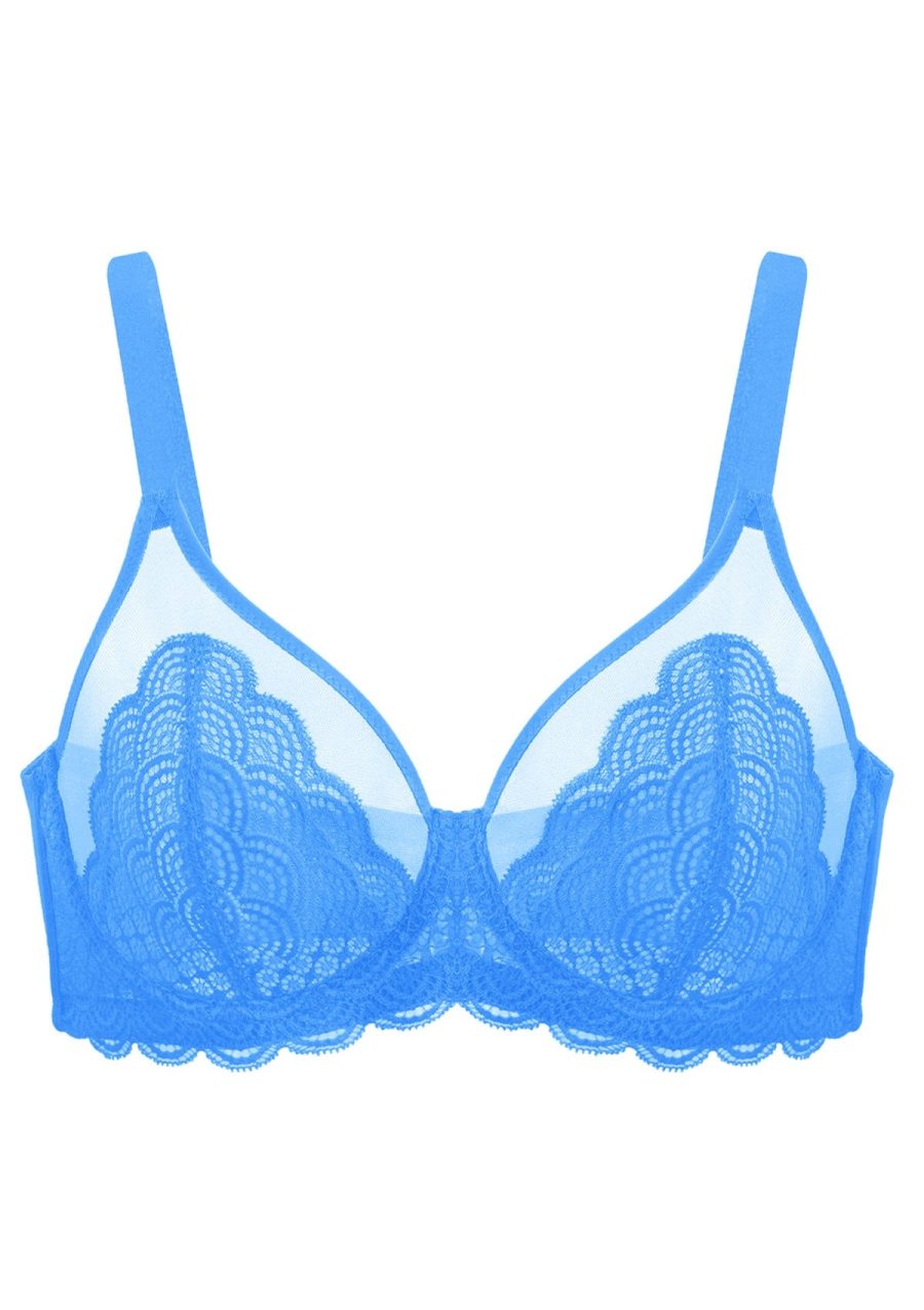 HSIA Mermaid Scales Beautiful Bra: Fitted Soft Cup Bra - Azure Sky / 42 / D