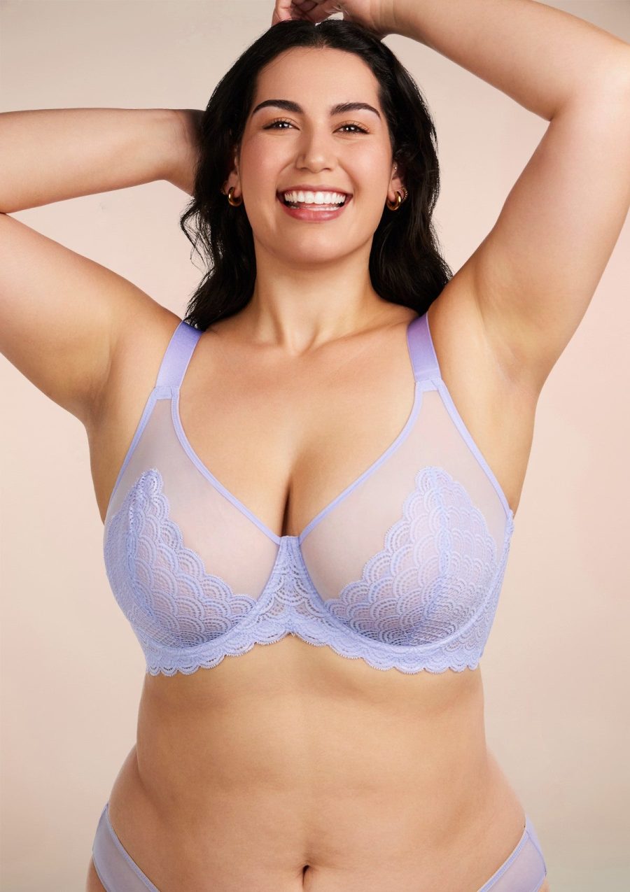 HSIA Mermaid Scales Beautiful Bra: Fitted Soft Cup Bra - Light Purple / 34 / DD/E