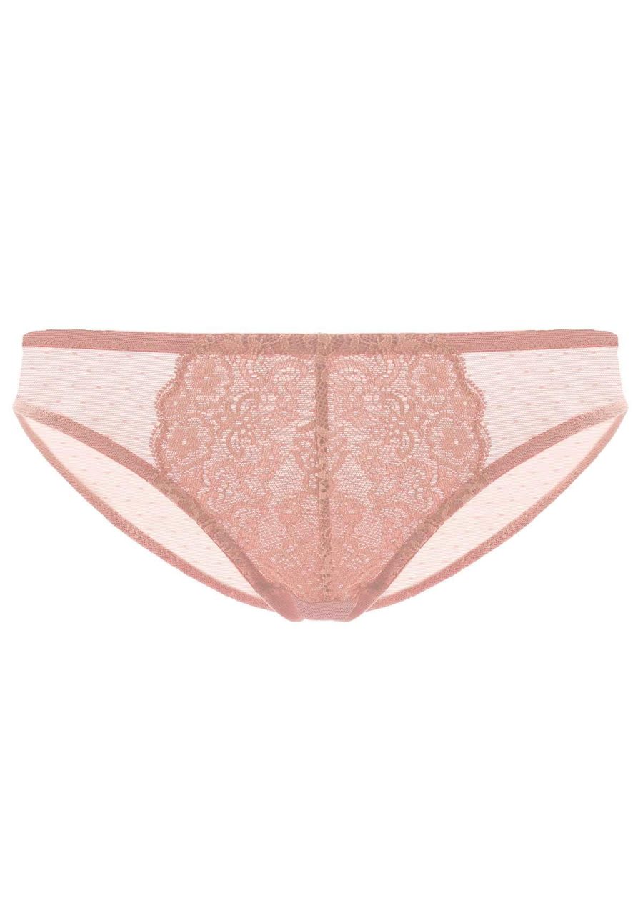 HSIA Nymphaea Front Floral Lace Mesh Back Comfort Bikini Underwear - S / Pink