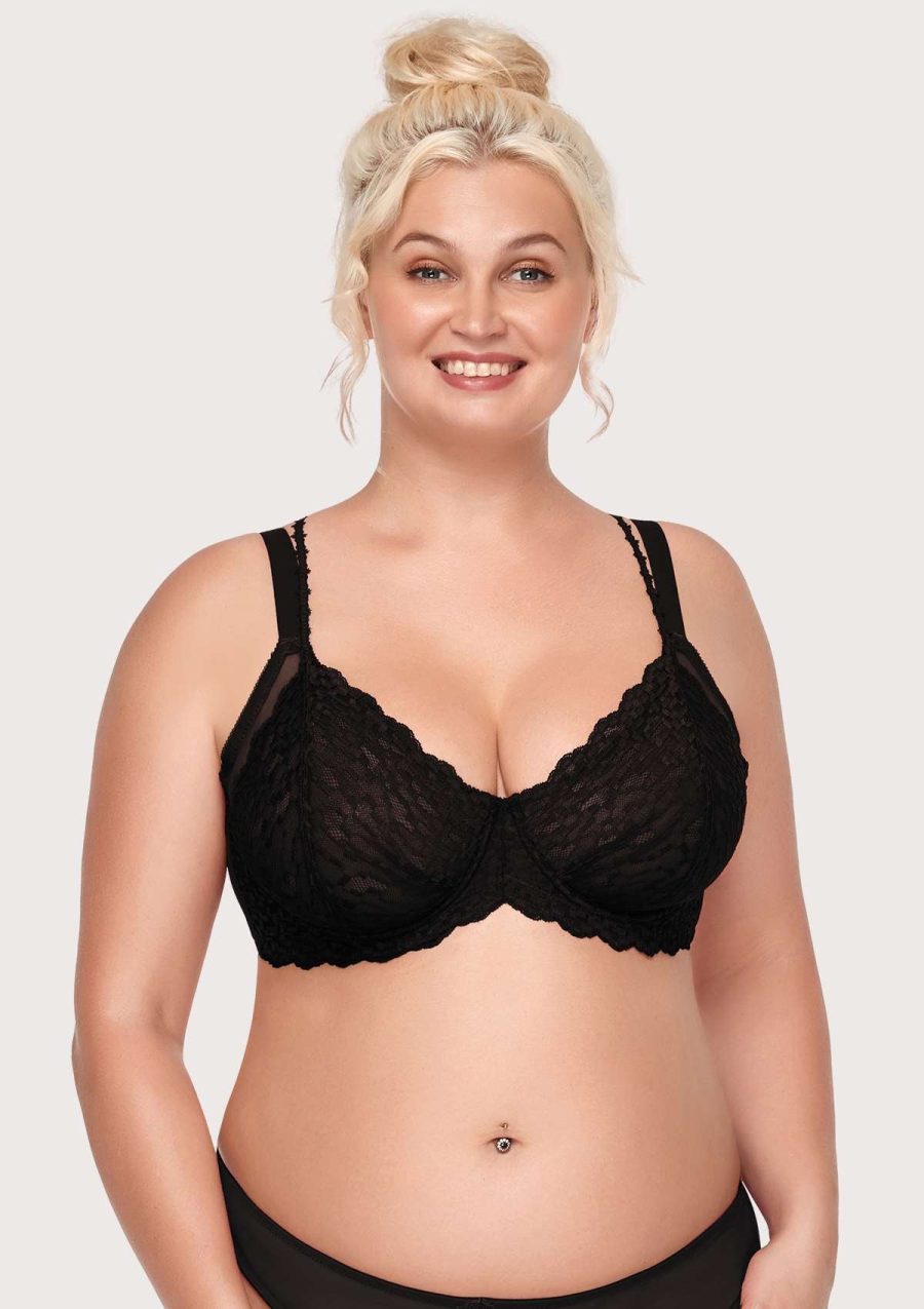 HSIA Overkill Double Straps Unlined Balconette Bra: Uplift Bra - 32D / Black