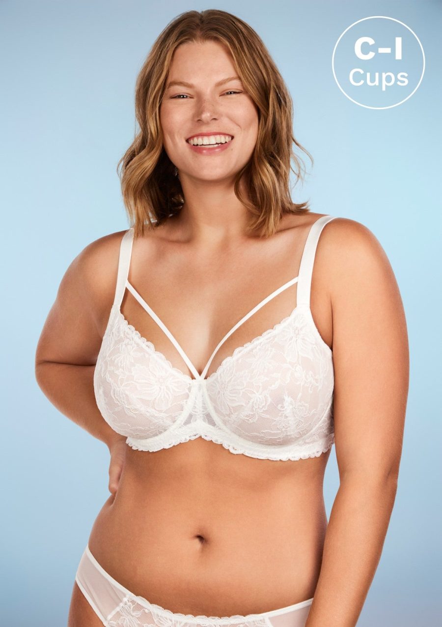 HSIA Pretty In Petals See-Through Lace Bra: Posture Support Bra - White / 40 / I