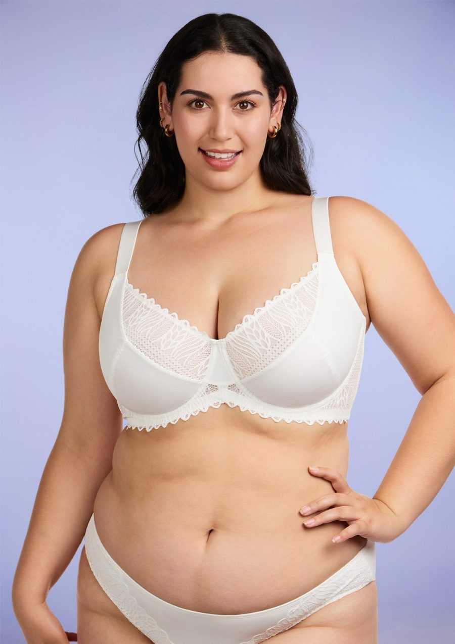 HSIA Pretty Secrets Lace Trim Soft Beautiful Elegant Underwire Bra - White / 40 / D