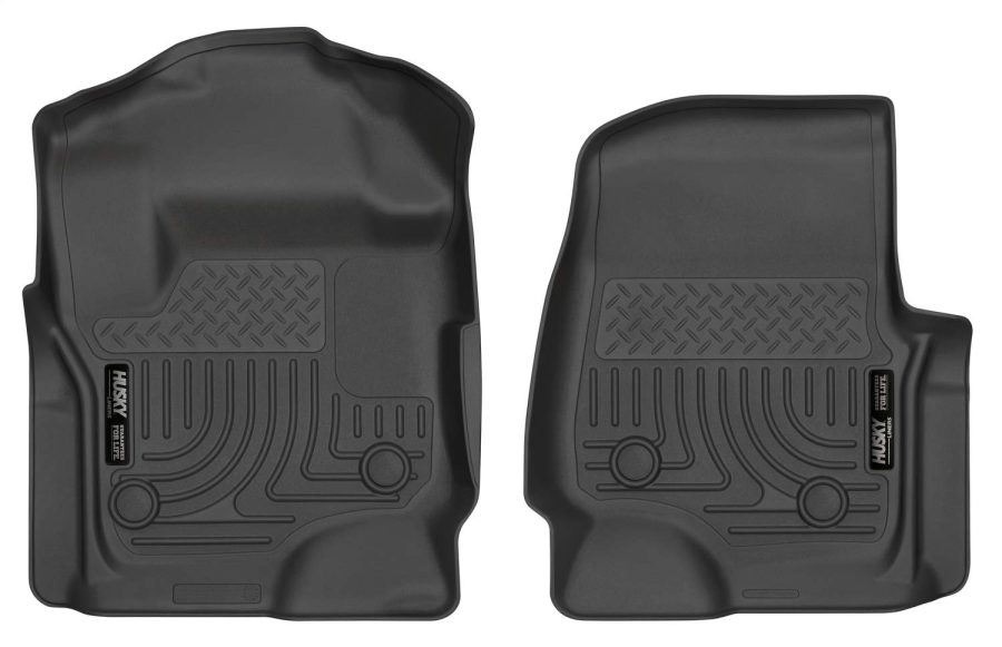 HUSKY LINERS 13321 Floor Liner; WeatherBeater; Molded Fit; Smooth Arcing Ribs/ Raised Heel Pad; Black; TPO (Thermoplastic Olefin); 2 Piece