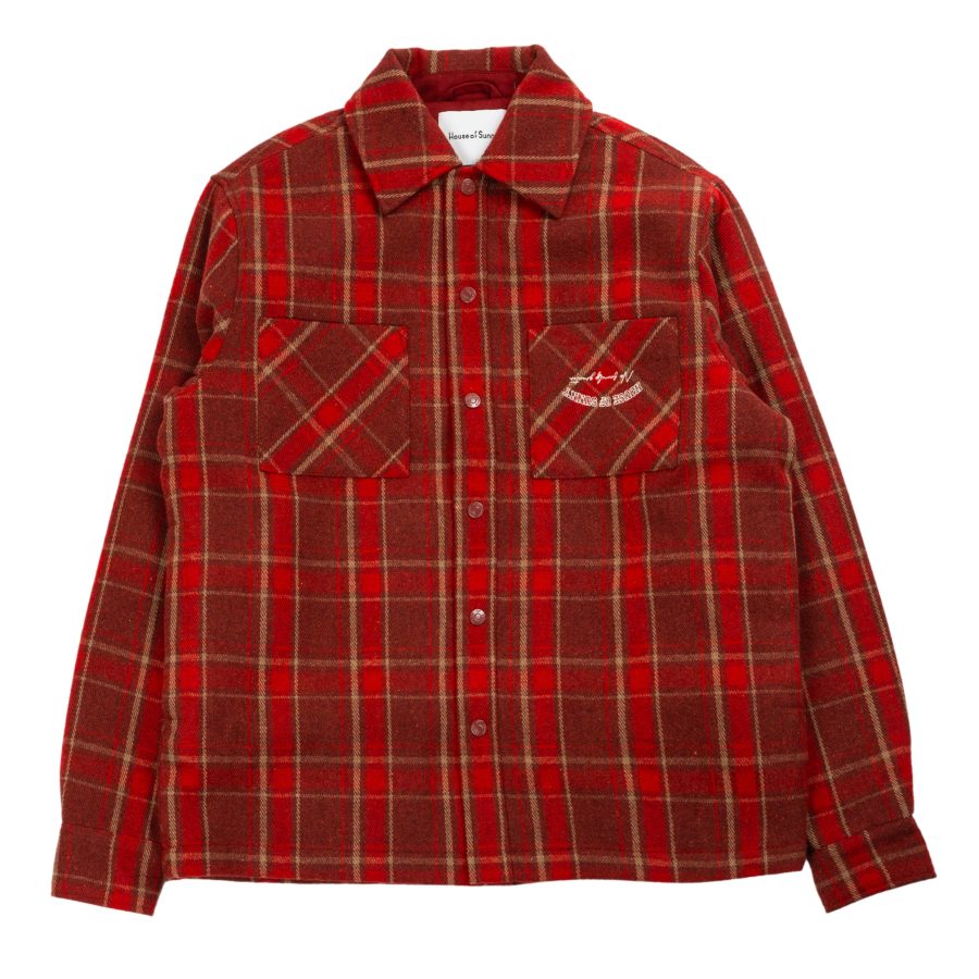 Heavy Weight Plaid Overshirt in Red/Brown