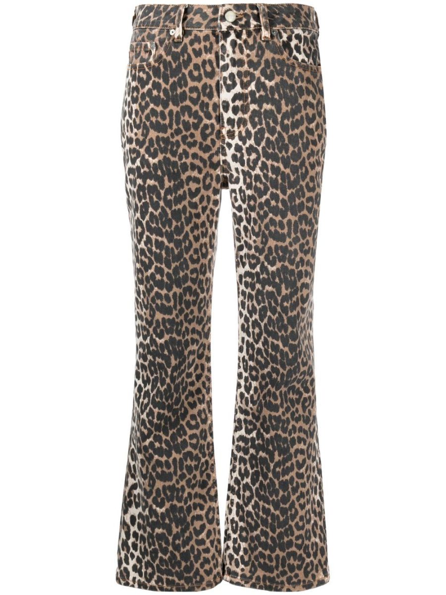 High waist jeans with leopard print