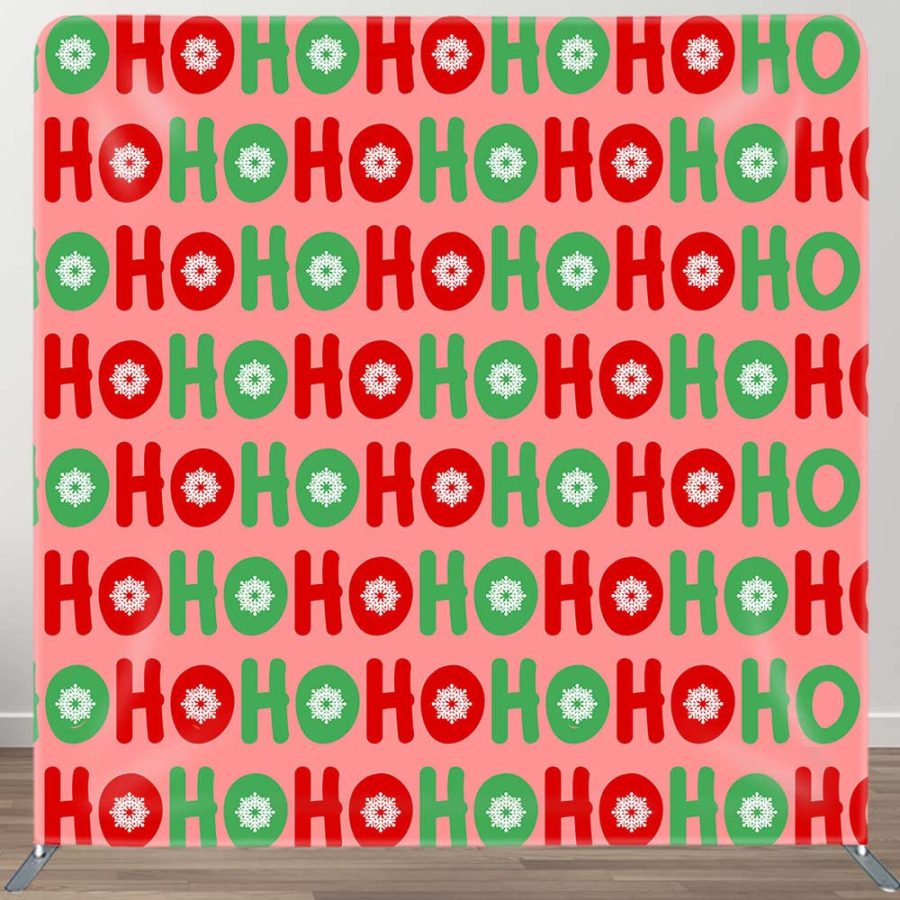 Ho Ho Red Green Christmas Tension Fabric Backdrop - Aperturee