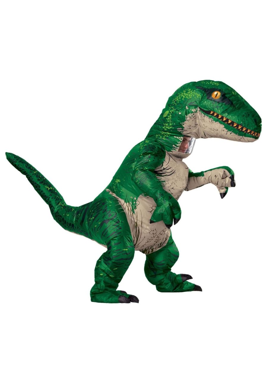 Inflatable Green Velociraptor Costume