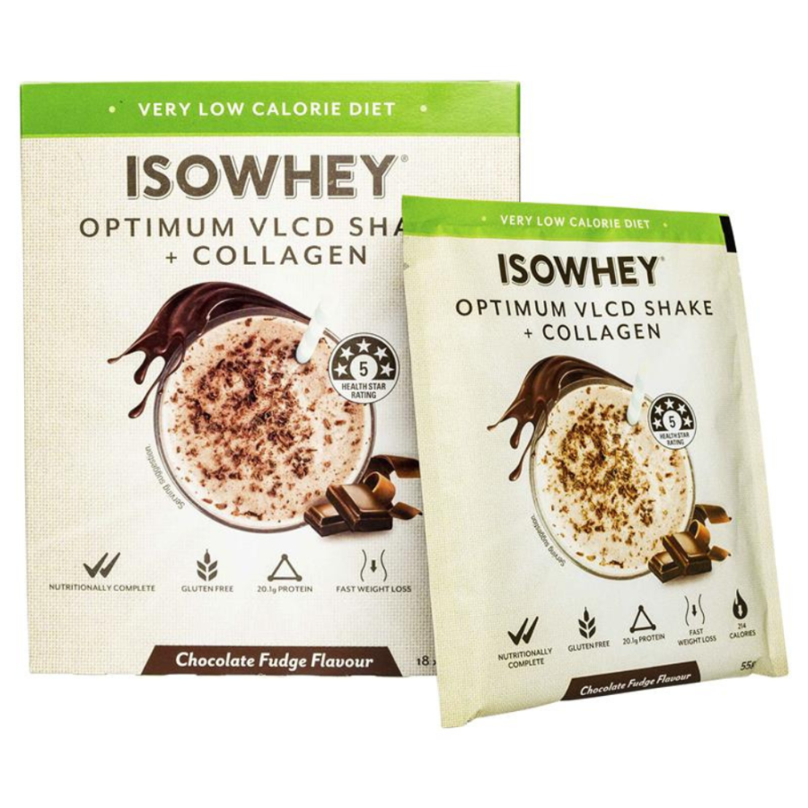 IsoWhey Optimum VLCD Shake + Collagen Chocolate Fudge 18 x 55g