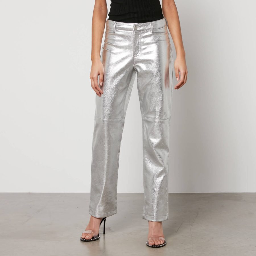 Jakke Cindy Metallic Faux Leather Straight-Leg Trousers - XS