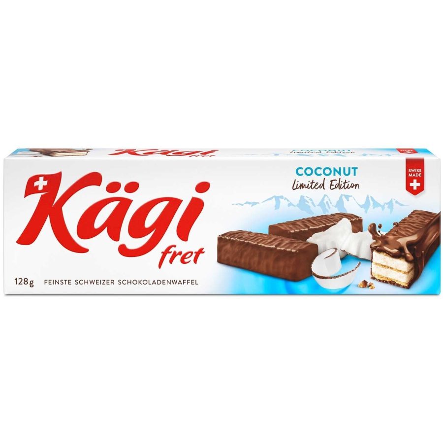 Kagi Fret COCONUT milk chocolate candy bars -Made in Switzerland 128g FREE SHIP