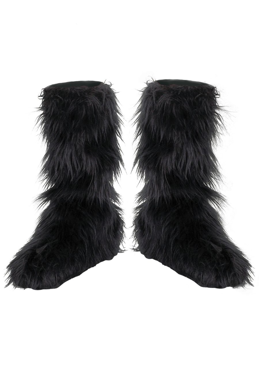 Kids Black Furry Boot Covers