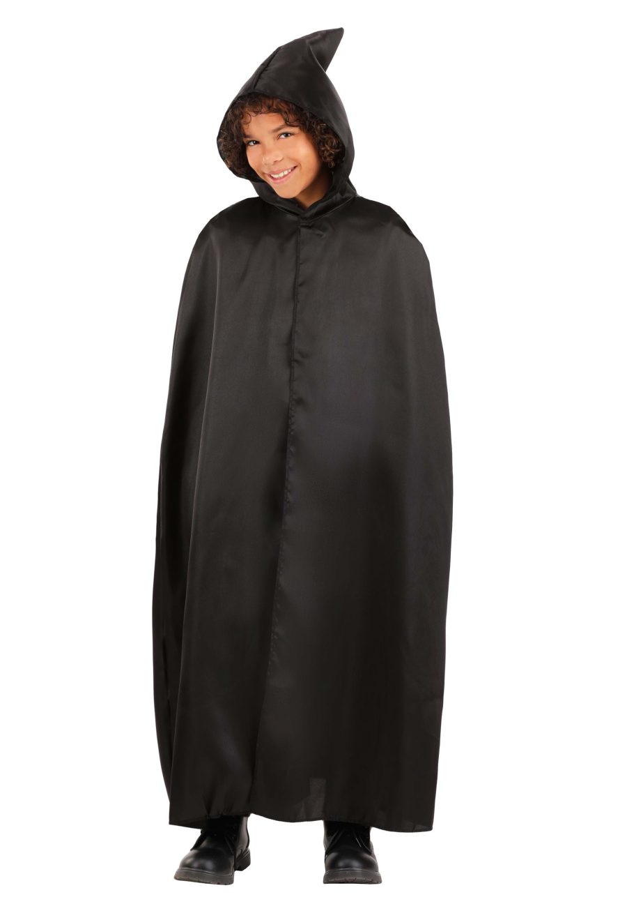 Kid's Black Hooded Cloak