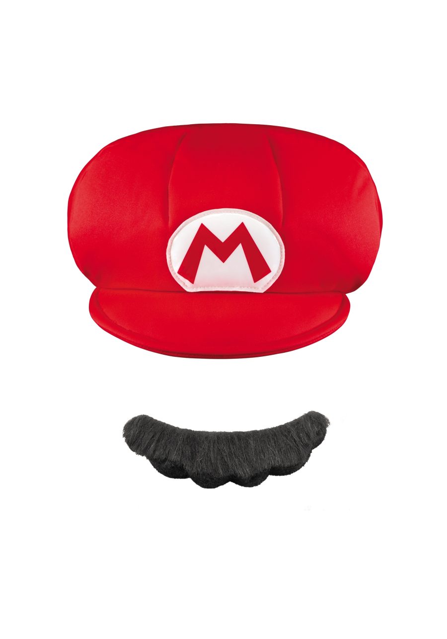 Kid's Mario Hat and Mustache Accessory Costume Kit