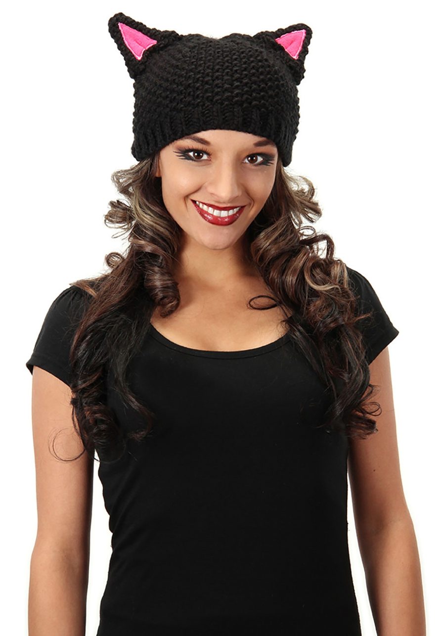 Knit Black Cat Beanie