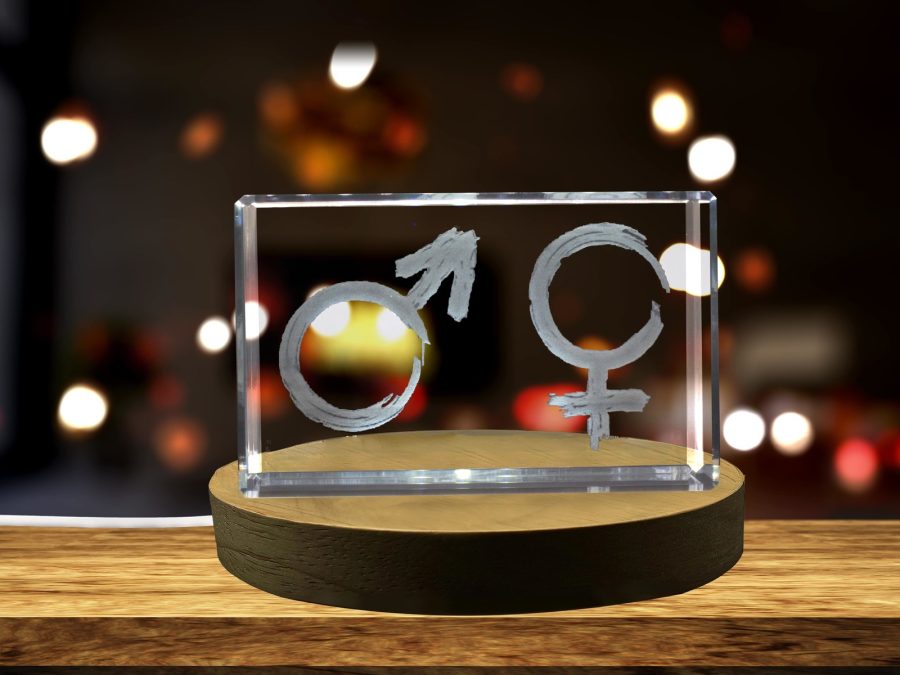 LED Base included | Gender Symbols 3D Engraved Crystal 3D Engraved Crystal Keeps