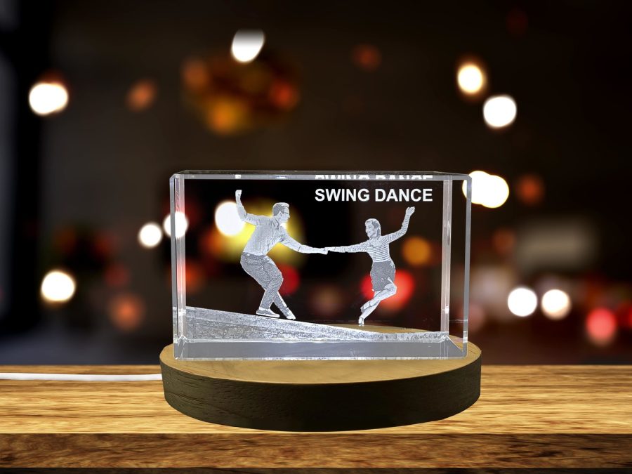 LED Base included | Swing Dancers | 3D Engraved Crystal