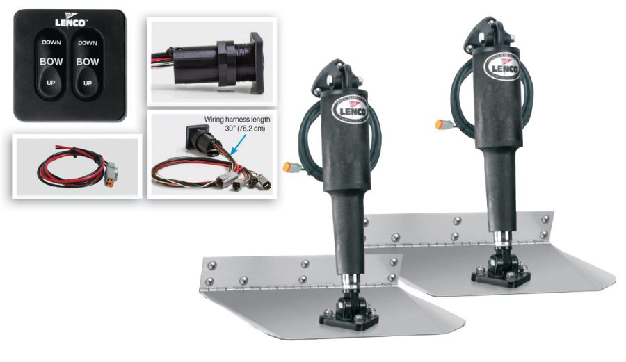 LENCO 15104-102 9 INCHx12 INCH Standard Mount Trim tab Kit 12v Standard Integrated Switch