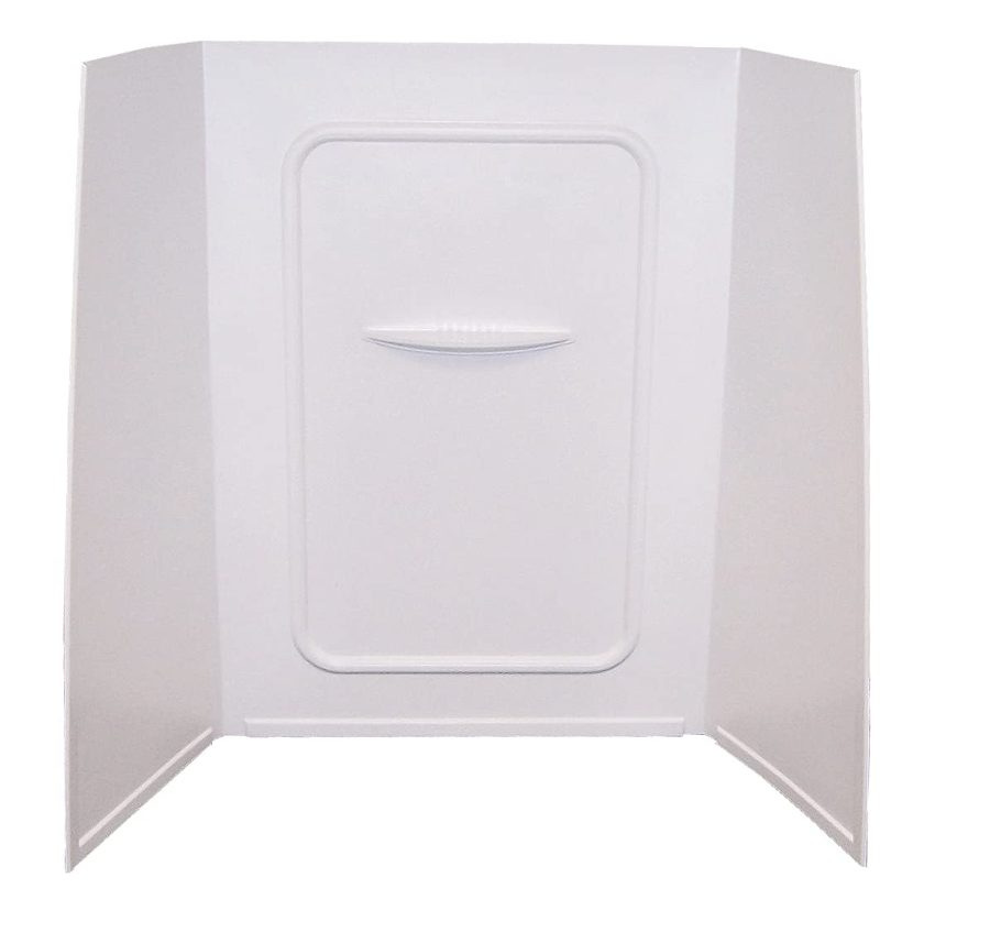 LIPPERT 210305 Shower Surround; Better Bath; 1 Piece Design; 24 Inch Length x 36 Inch Width x 59 Inch Height Bath Surround; White; Smooth Surface With Picture Frame Detail; ABS Plastic; For Use With 36 Inch Bathtub; With Single Wall Shelf