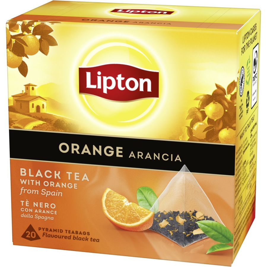 LIPTON - Black tea with Orange from Spain - 20 x 6 = 120 pyramid tea bags