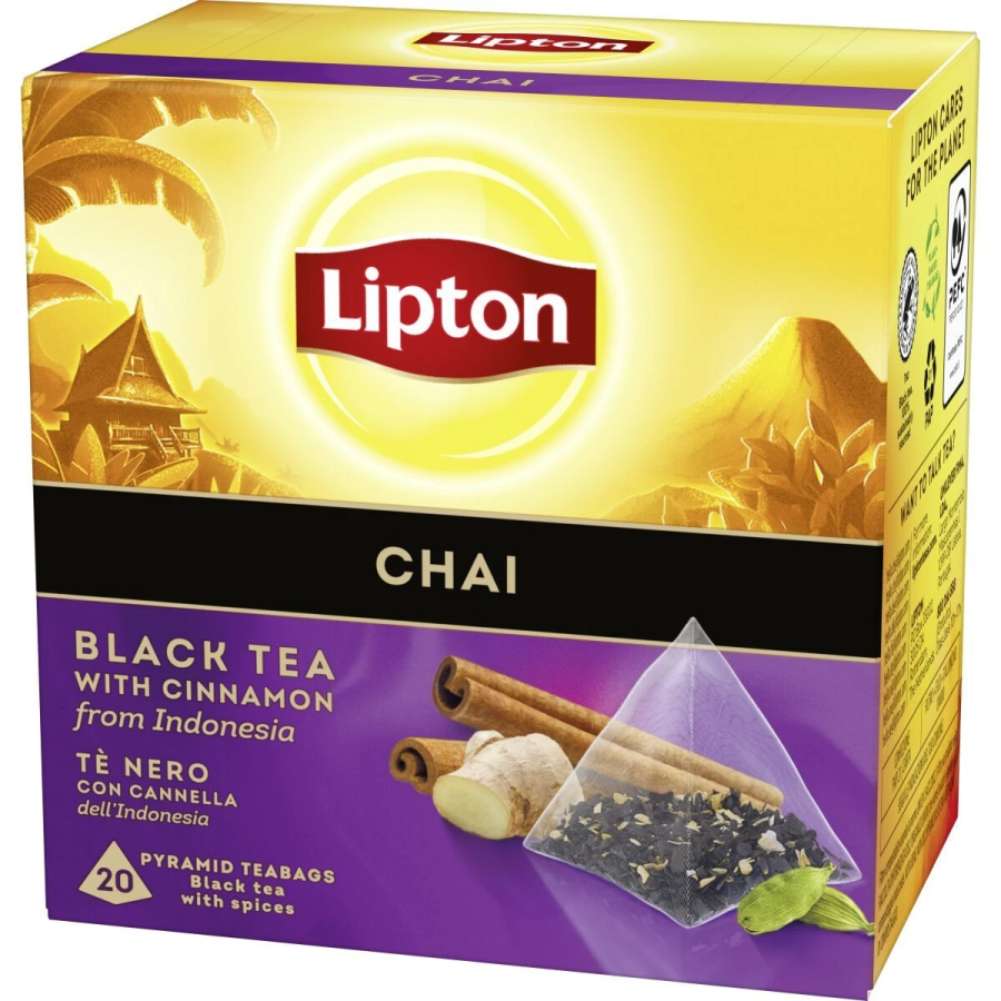 LIPTON - CHAI (Black tea w/ Cinnamon Indonesia) - 20 x 6 = 120 pyramid tea bags