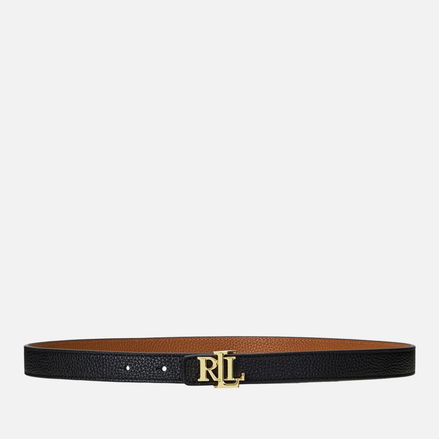 Lauren Ralph Lauren Women's Reversible 20 Skinny Belt - Black/Lauren Tan - S