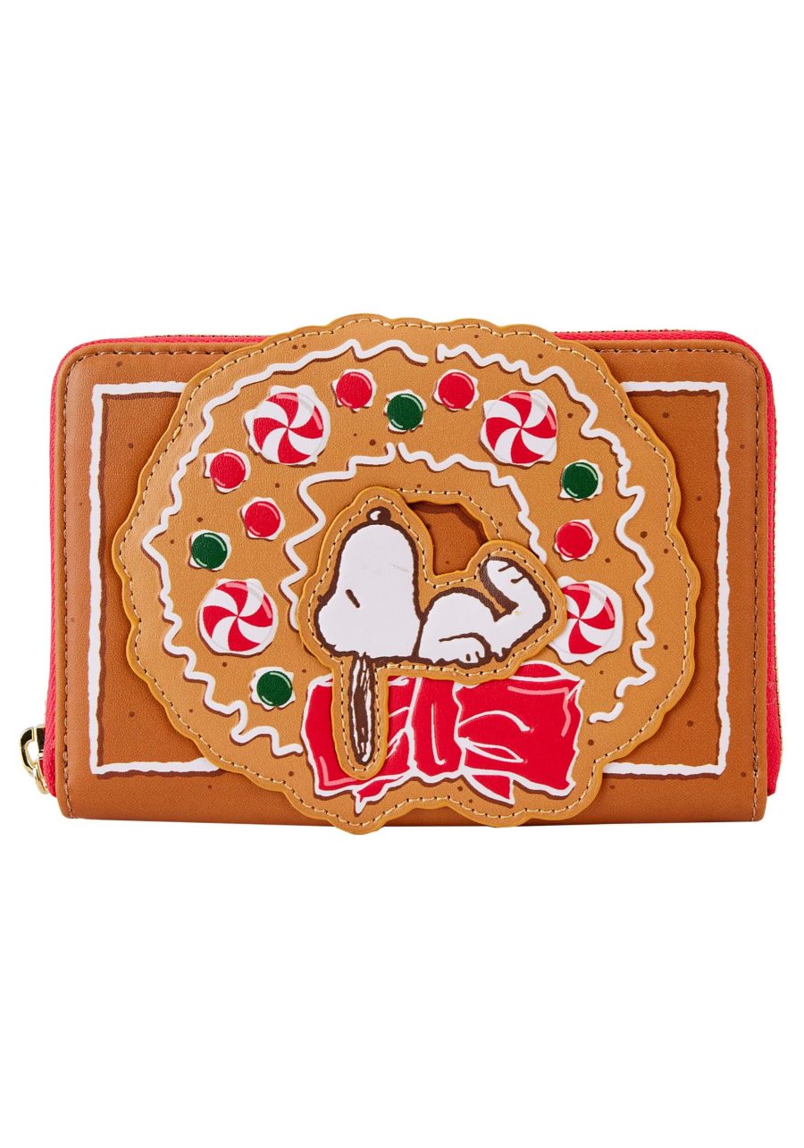 Loungefly Peanuts Snoopy Gingerbread Wreath Zip Wallet