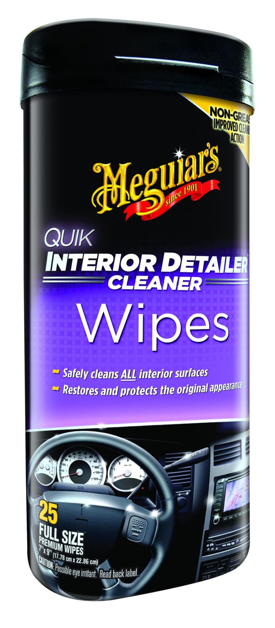 MEGUIARS G13600 Quik Interior Detailer Wipes 25 - 7 INCH X 9 INCH One Step Cleaning And Protection For All Interior