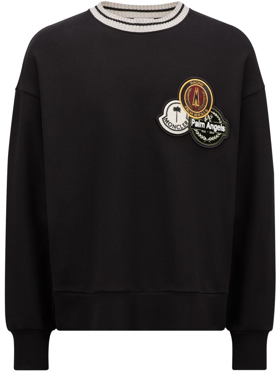 MONCLER GENIUS X PALM ANGELS Logo Multi Patch Sweatshirt Black