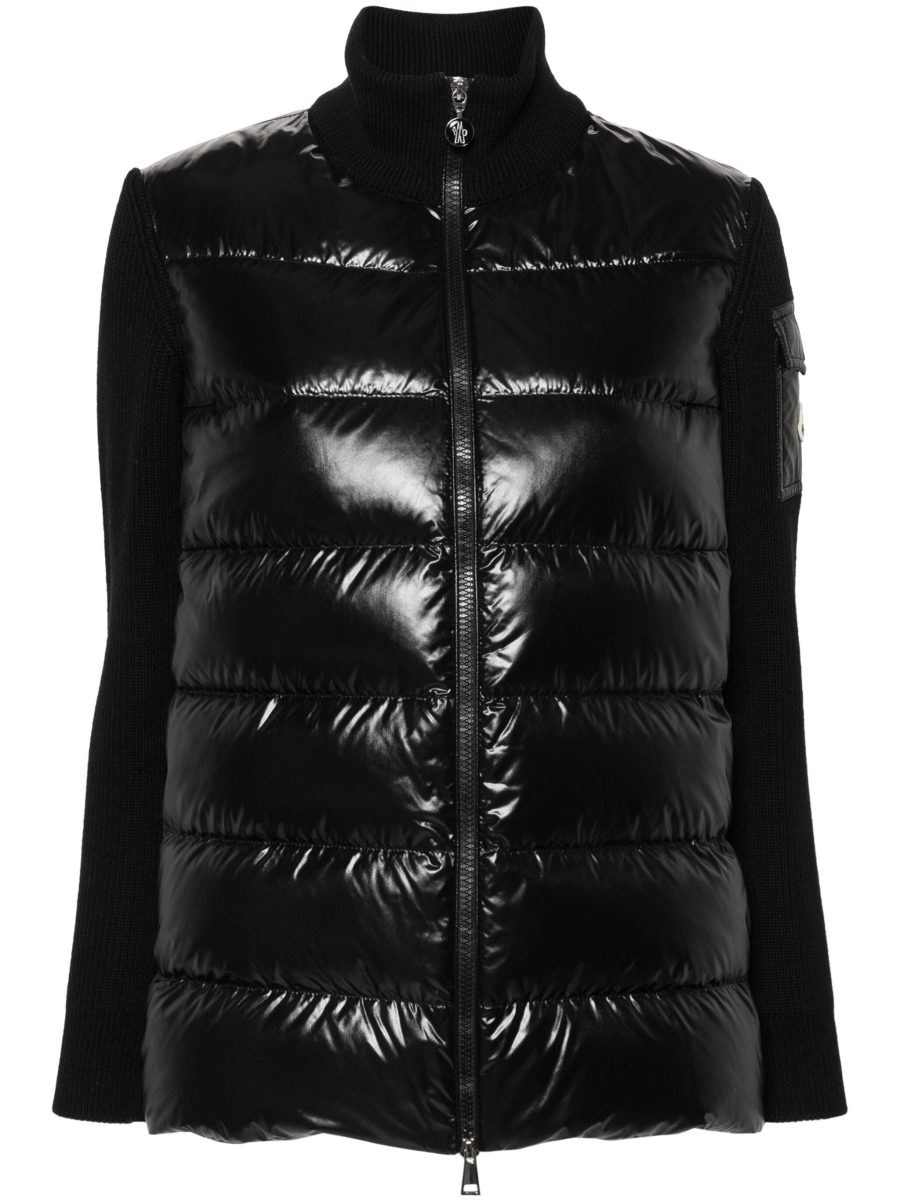 MONCLER WOMEN Knitted Panelled Puffer Jacket Black