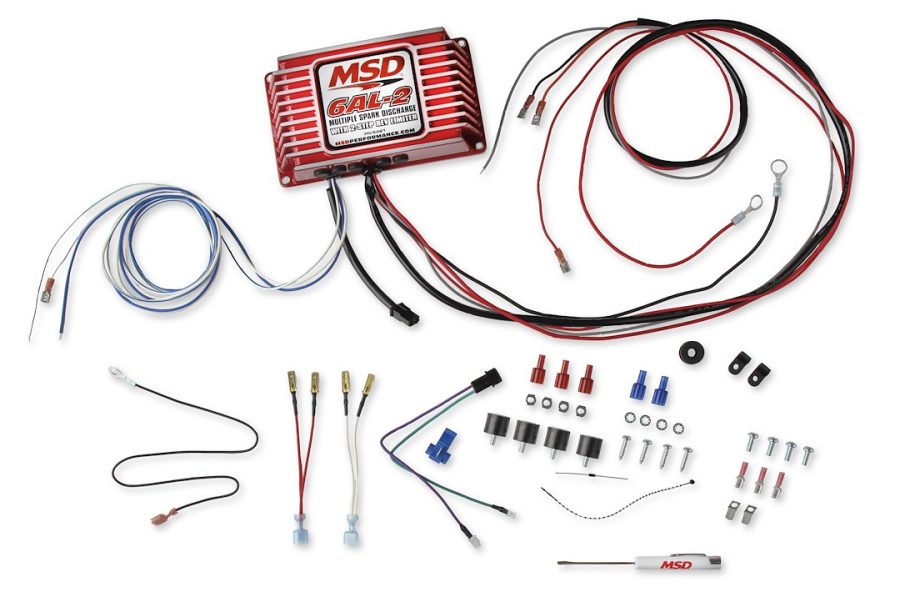 MSD 6421 MSD-6AL-2 W/2-STEP LIMIT, Street/Drag Racing Use; Digital; 0-12000 RPM; With 2 Step Rev Limiter; Multiple Spark Discharge; Without Boost Retard; Red