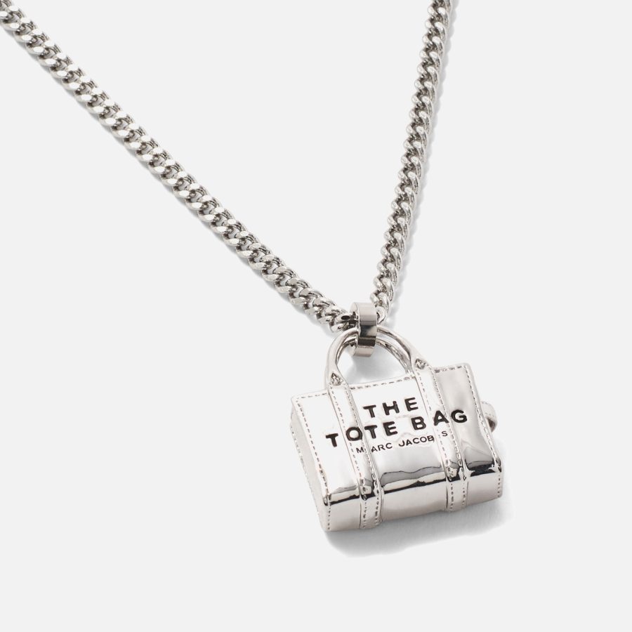 Marc Jacobs Silver-Plated Tote Bag Pendant Necklace