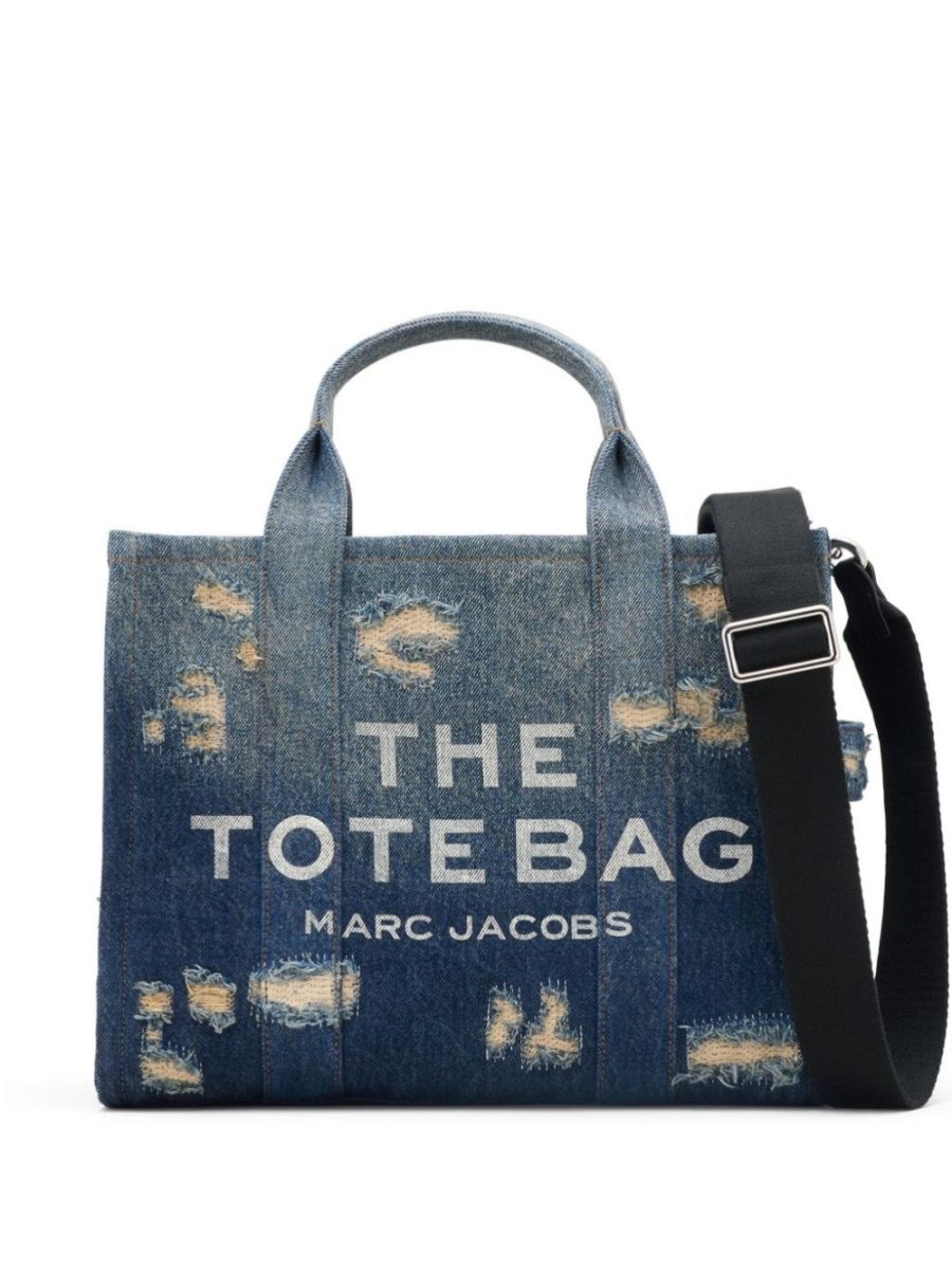 Medium tote bag in denim Rip and Repair