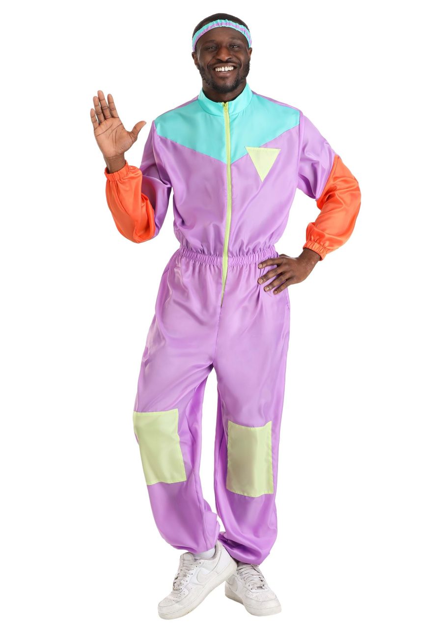 Men's 80's Purple Tracksuit Costume