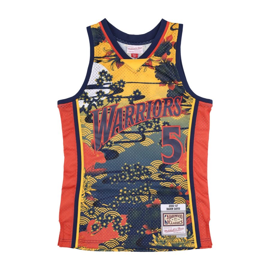 Men's Basketball Tank Top Nba Ah Swingman Jersey 5.0 Hardwood Classics 2006 No 5 Baron Davis Golwar Blue/yellow