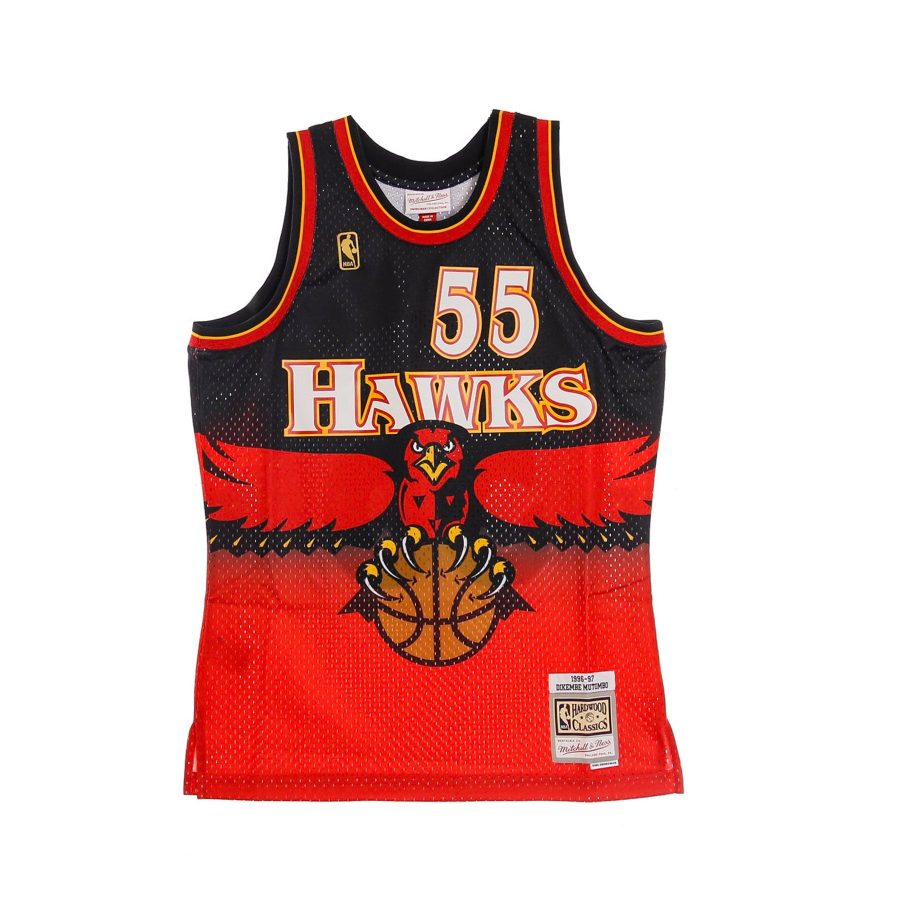 Men's Basketball Tank Top Nba Swingman Jersey Hardwood Classics No 55 Dikembe Mutombo 1996-97 Atlhaw Road Original Team Colors