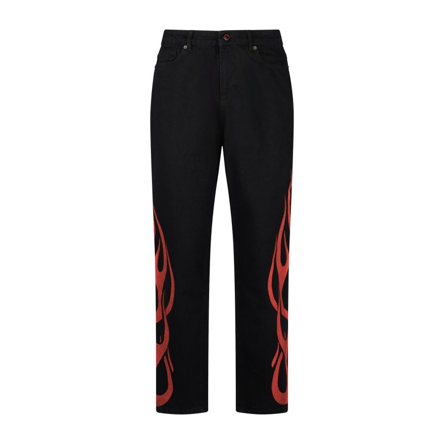 Men's Jeans Flames Jeans Black/red