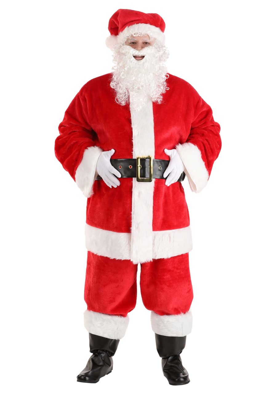 Men's Plus Size Deluxe Red Santa Claus Costume