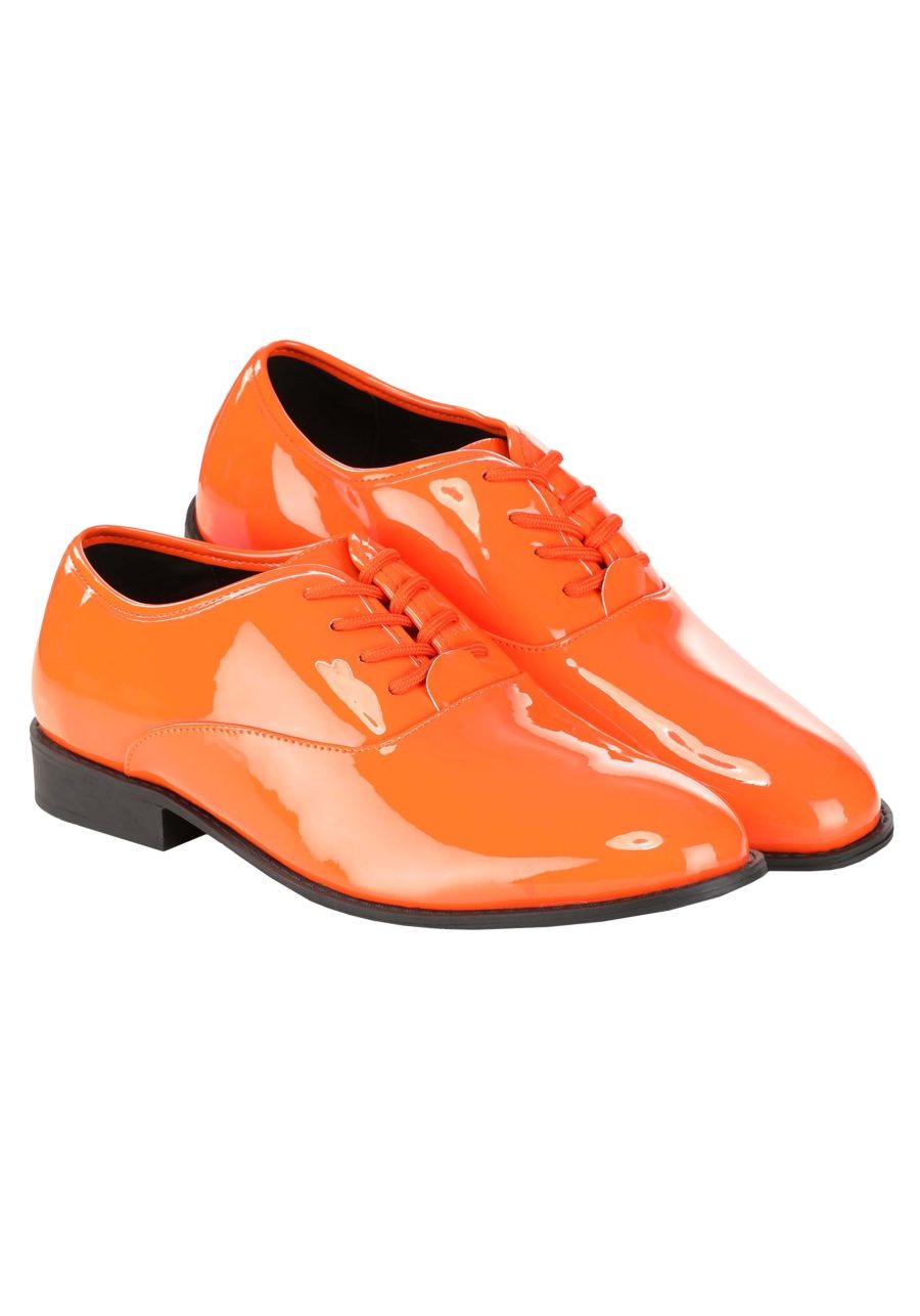 Men's Shiny Orange Tuxedo Shoes