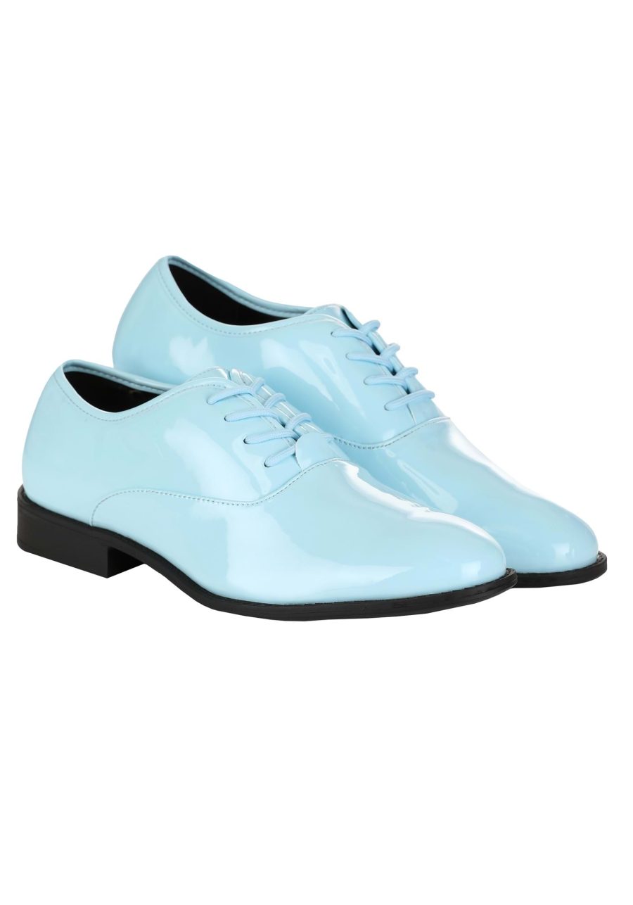 Men's Shiny Powder Blue Tuxedo Shoes