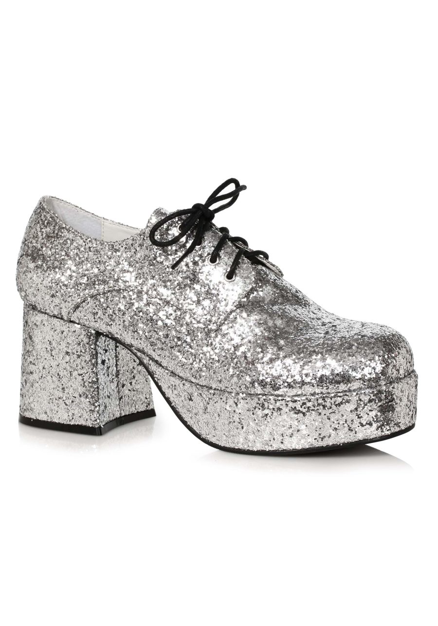 Men's Silver Glitter Platform Shoes