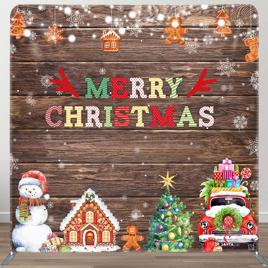 Merry Christmas Celebration Wooden Pillow Case Backdrop - Aperturee